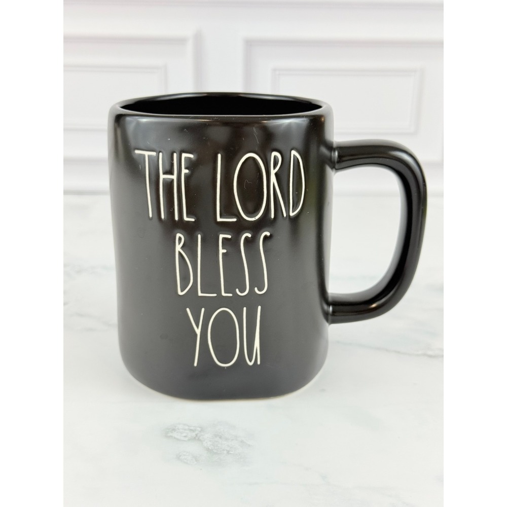 Rae Dunn "The Lord Bless You And Keep You" 4 5/8" Tall Black Ceramic Mug ~ Mint!
